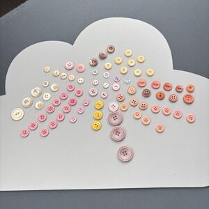 Vintage 78 Button Lot Pastel & Bright Mix | Pink, Yellow, Peach, Early Plastics